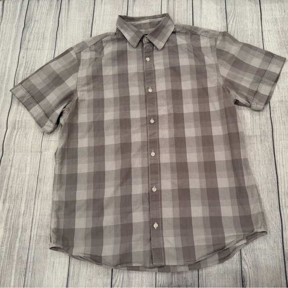 Banana Republic Men 100% cotton Gray Casual Button Down Shirt/size L - Picture 3 of 10